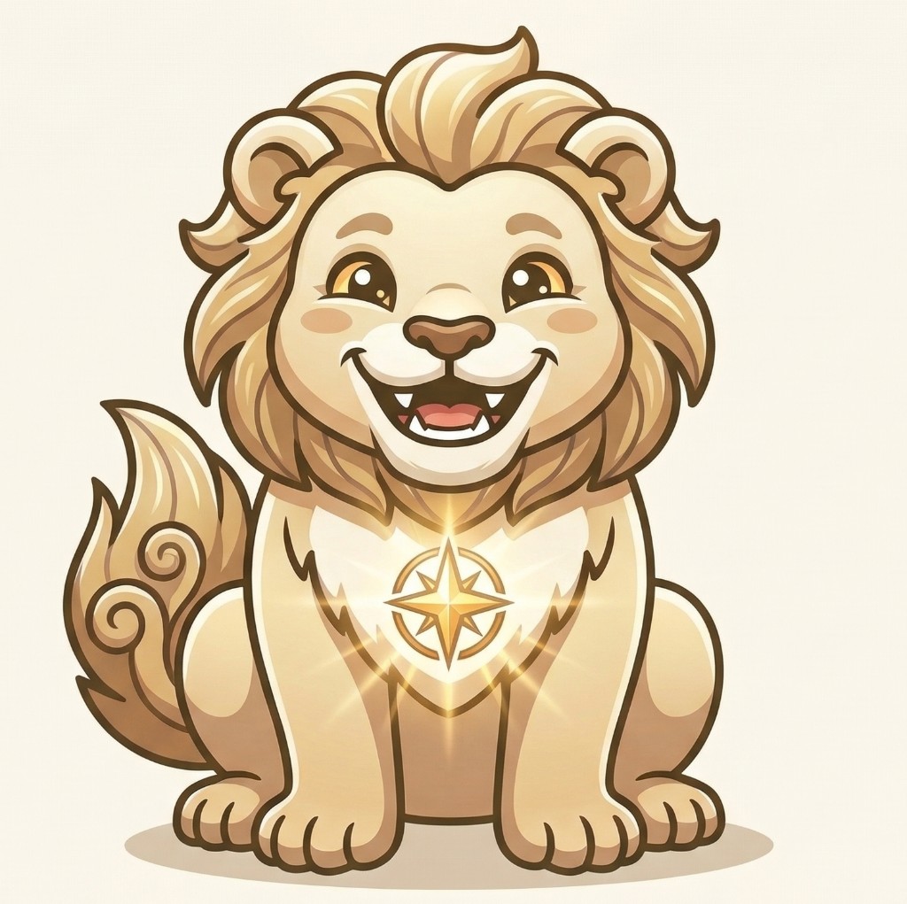 Cartoon lion cub smiling, glowing compass emblem: monitor with explicit vulnerability guidance